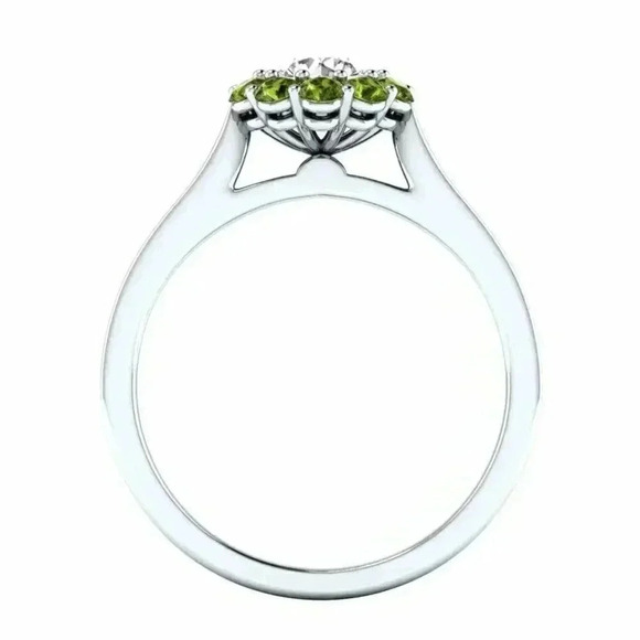 New Beautiful 14k Gold Over Sterling Silver 1ct Diamond Peridot Halo Ring - Picture 4 of 4